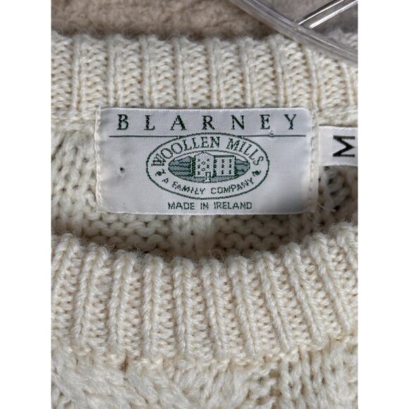 Classic Cream Fisherman Cable Knit Sweater 100% Wool - Picture 3 of 14